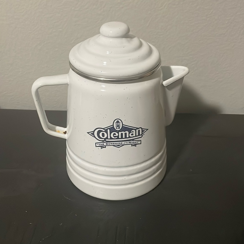 Coleman camping coffee pot enamelware